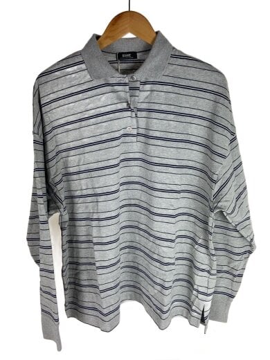 商品画像：ポロシャツ/FREE/コットン/GRY/ボーダー/25-070-37-0300-3-0 1