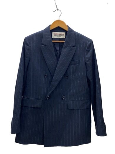 商品画像：DOUBLE BREASTED PINSTRIPE JACKET/36/ウール/NVY/ストライプ/24AMSJK04 1