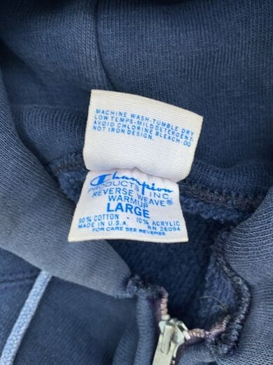 商品画像：70s/単色タグ/USA製/TALON/ジップパーカー/L/コットン/NVY 5