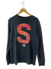 TRIBE/Sロゴ/長袖Tシャツ/L/コットン/ブラック/プリント