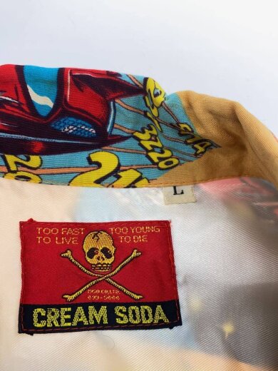 商品画像：80s～90s/金タグ/アメコミ柄/アロハシャツ/L/レーヨン/オレンジ/総柄 3