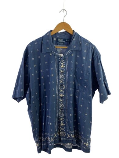 商品画像：CLAYTON/オープンカラー/開襟/半袖シャツ/L/コットン/ネイビー/バンダナ柄 1