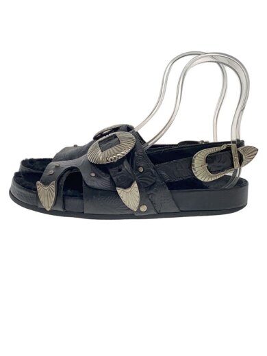 商品画像：メタルエンボスレザーサンダル/37/BLK/レザー// 1