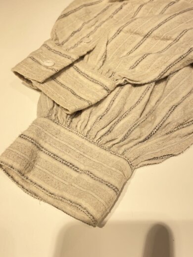 商品画像：グランパシャツ/貝殻ボタン/長袖シャツ/--/--/GRY/ストライプ 3