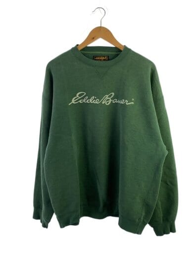 画像：EDDIE BAUER80s～90s/黒タグ/ロゴ/スウェット/XL/コットン/GRN/プリント1