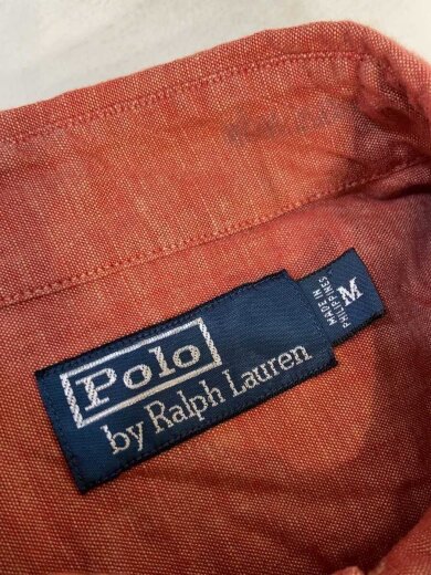 商品画像：シャンブレー/ワークシャツ/フィリピン製/チンストラップ長袖シャツ/M/コットン/RED 3