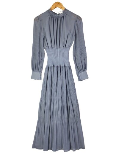 商品画像：ウエストリブマジョリカドレス/長袖ワンピース/0/ポリエステル/BLU/無地/FWFO235224 1