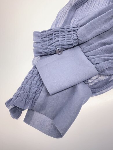 商品画像：ウエストリブマジョリカドレス/長袖ワンピース/0/ポリエステル/BLU/無地/FWFO235224 5