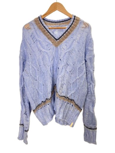 商品画像：ニット・セーター(薄手)/3/ポリエステル/BLU/PM1333 1