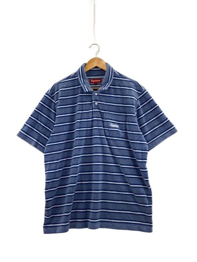 商品画像：24ss/Stripe Terry S/S Polo/ポロシャツ/L/コットン/BLU// 1