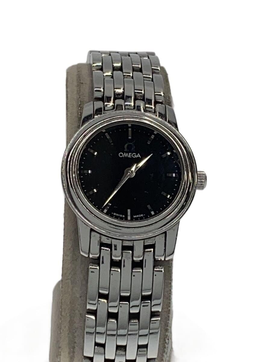 OMEGA / クォーツ腕時計/アナログ/ステンレス/BLK/SLV/6504/838