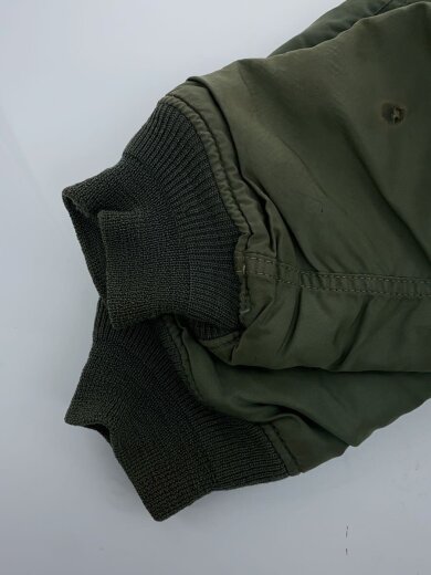 商品画像：80s/縦ステッチ/MA-1/L/ナイロン/KHK/実物/裏地グリーン/汚れ/穴あり/リブ劣 6
