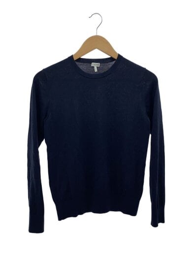 商品画像：ハイゲージニット・セーター(薄手)/S/ウール/NVY/無地 1