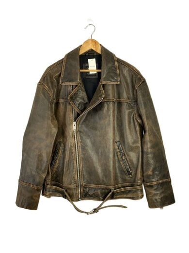 商品画像：ヴィンテージ加工ダブルライダースジャケット/M/牛皮/BRW// 1