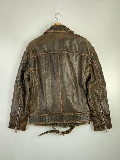 商品画像：ヴィンテージ加工ダブルライダースジャケット/M/牛皮/BRW// 2