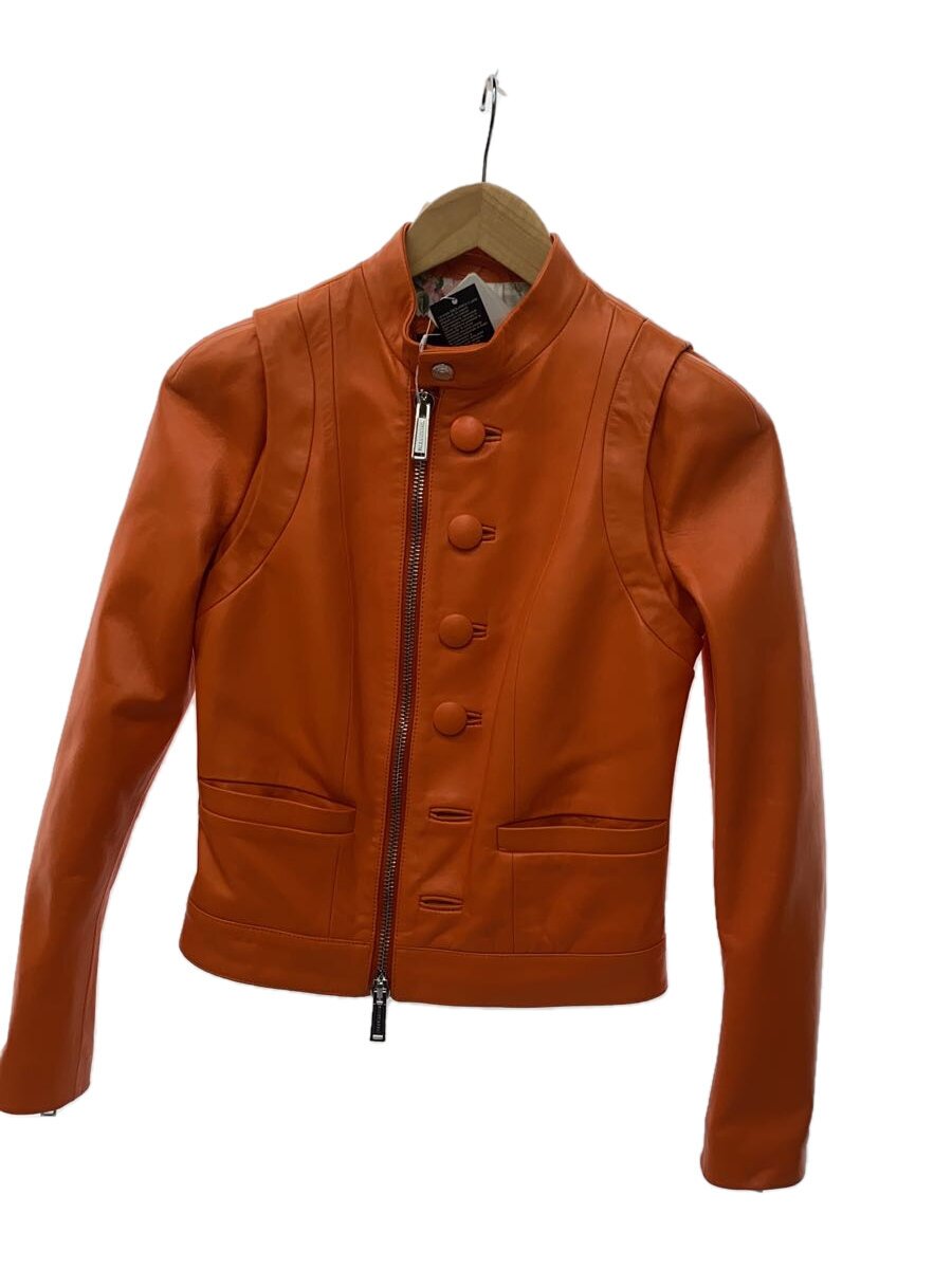 DSQUARED2 / レザージャケット・ブルゾン/36/羊革/ORN/無地/S75AM0881/オレンジ