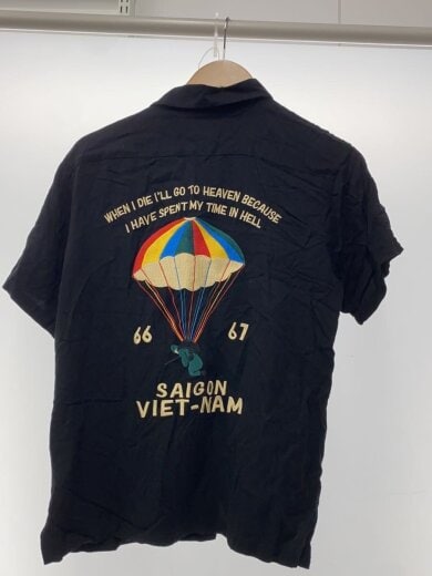 商品画像：半袖シャツ/M/レーヨン/ブラック/40935/ベトナム/ミリタリー/メンズシャツ 2