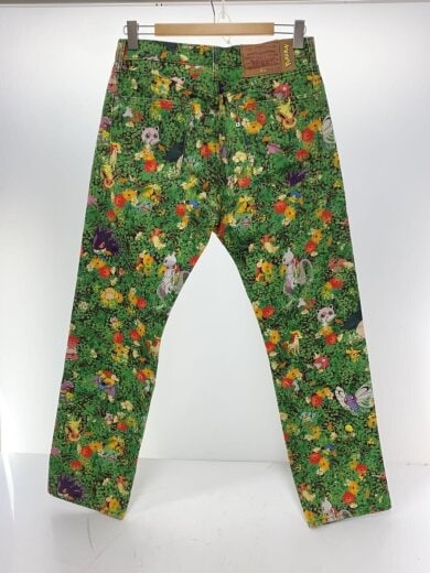 商品画像：ストレートパンツ/32/コットン/グリーン/総柄/PC9-24767-0008/ポケモン 2