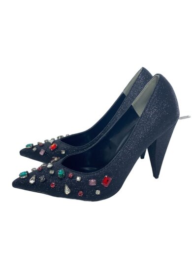 商品画像：グリッタービジューパンプス/L/ポリエステル/ブラック/黒/ラメ/ビジュー 1