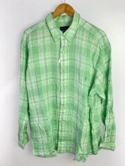 長袖シャツ/XXL/リネン/GRN/チェック/CLASSIC FIT
