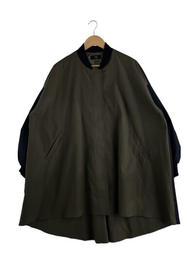 商品画像：バイカラービッグフレアーコート/one/ポリエステル/KHK/591006-446C 1