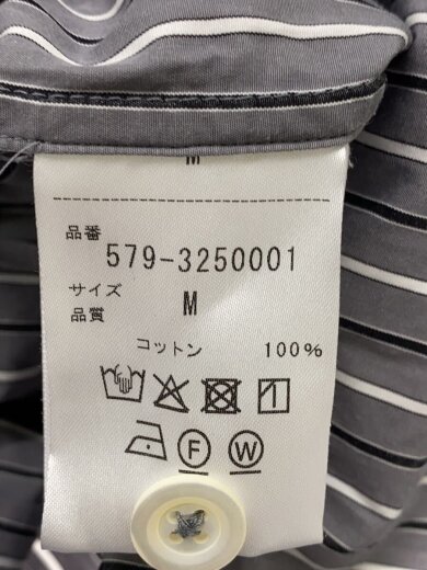 商品画像：長袖シャツ/M/コットン/GRY/ストライプ/579-3250001// 4