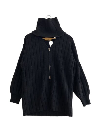 商品画像：カーディガン(厚手)/FREE/ポリエステル/BLK/無地/02320120450 1