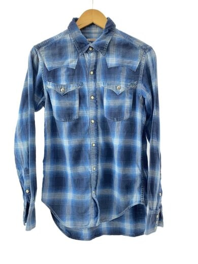商品画像：長袖シャツ/M/コットン/BLU/チェック 1