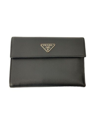 商品画像：3つ折り財布/レザー/BLK/レディース 1