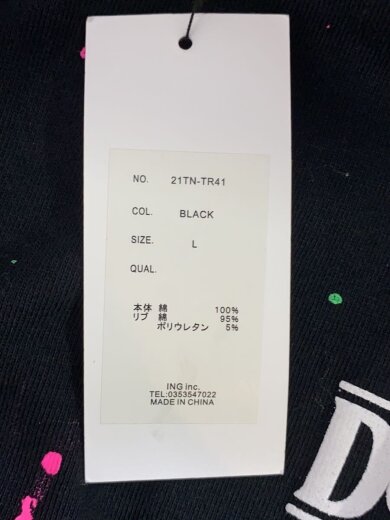 商品画像：スウェット/L/コットン/BLK/21TN-TR41 4