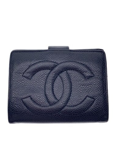 商品画像：キャビアスキン/ココマーク/2つ折り財布/レザー/ブラック/レディース 1