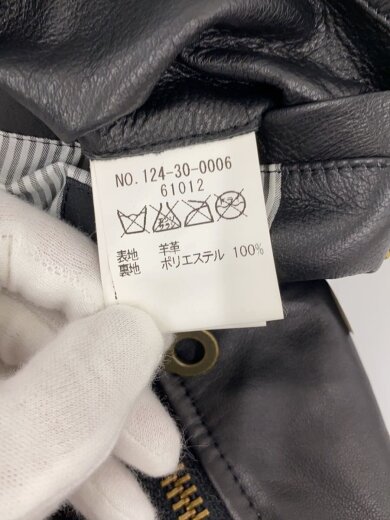 商品画像：シングルライダースジャケット/S/羊革/ブラック/124-30-0006// 4