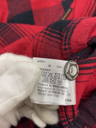 商品画像：長袖シャツ/XL/コットン/レッド/チェック 4