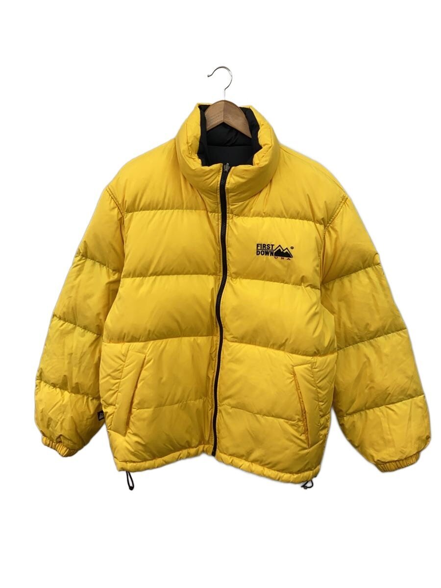 FIRST DOWN / ダウンジャケット/リバーシブル/90s/イエロー/M/ポリエステル/BLK/140091