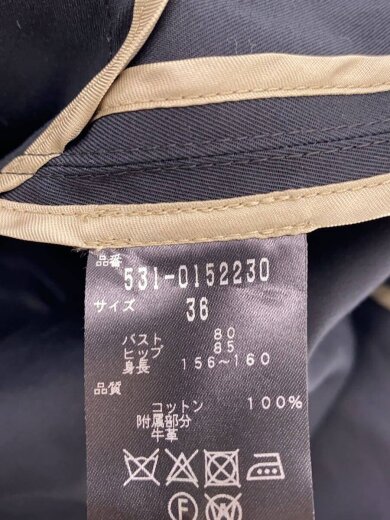 商品画像：ステンカラーコート/36/コットン/ブラック/無地/531-0152230 4