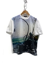 Tシャツ/M/コットン/WHT/総柄/hm-t020