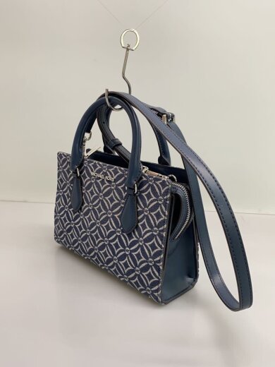 商品画像：ショルダーバッグ/キャンバス/NVY/総柄/AV-2404/ロゴジャカードセンタージップサッチェル 2