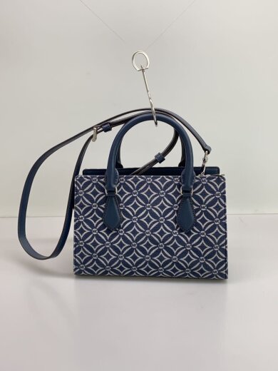 商品画像：ショルダーバッグ/キャンバス/NVY/総柄/AV-2404/ロゴジャカードセンタージップサッチェル 3