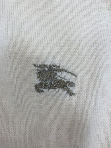 商品画像：ニット・セーター(薄手)/3/ウール/CRM/無地/カシミヤ混/ロゴ刺繍/シミ有 3