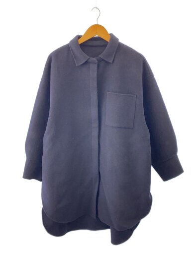 商品画像：オーバーサイズ ミドルレングスジャケット/ウール/NVY/無地 1