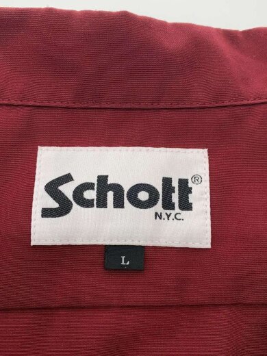 画像：Schott長袖シャツ/L/ポリエステル/RED/31250923