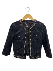 ジャケット/40/--/BLK/無地/ノーカラーチェーンジャケット