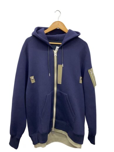 商品画像：ジップパーカー/3/コットン/NVY/無地/24-03335M 1
