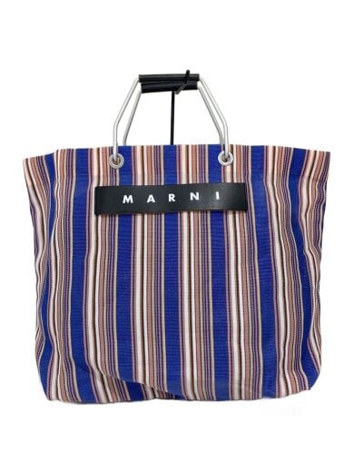 商品画像：フラワーカフェ/トートバッグ/カゴバッグ/マルチカラー/ストライプ 1