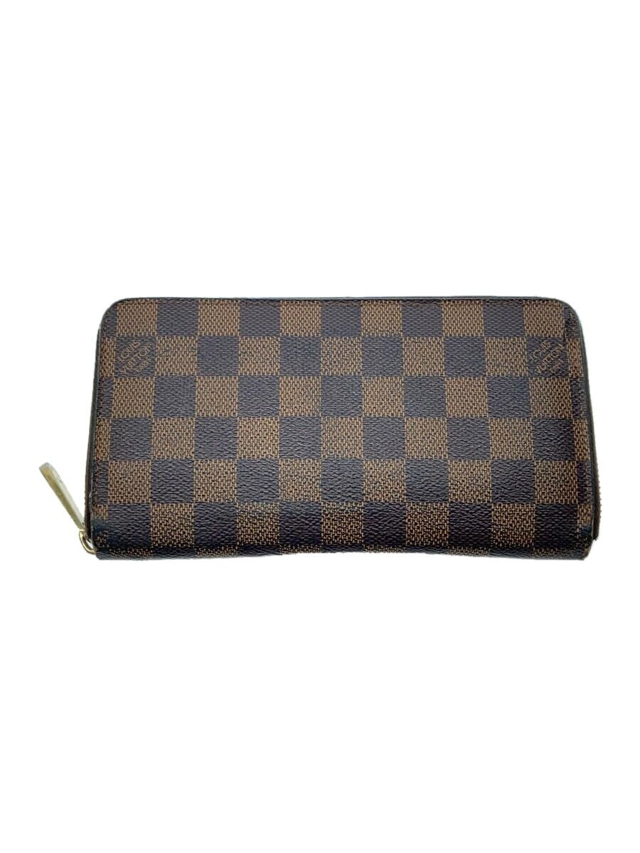 LOUIS VUITTON / 1)ジッピー・ウォレット_ダミエ・エベヌ_BRW/長財布/PVC/BRW/総柄/レディース