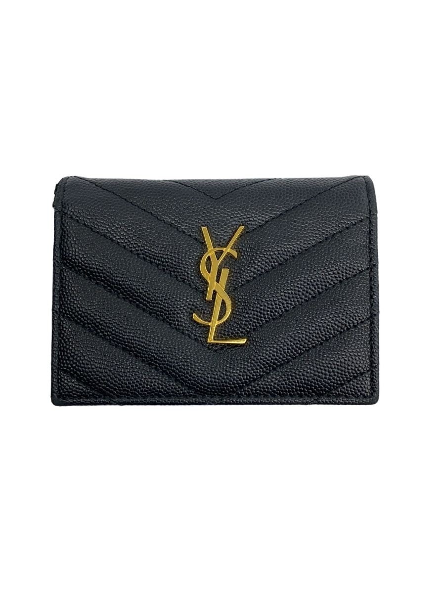 YVES SAINT LAURENT / 2つ折り財布/レザー/BLK/レディース/530841