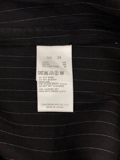 商品画像：ロングスカート/34/リネン/BLK/ストライプ/34-05-51-05022 5