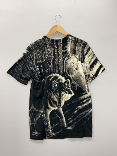 商品画像：Tシャツ/M/コットン/BLK/アニマル/90s/オオカミ// 2