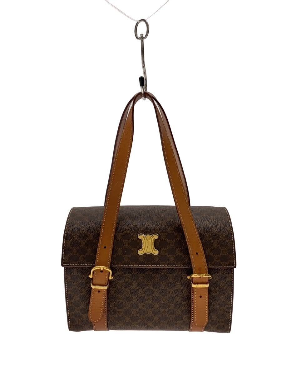 CELINE / マカダム/ミニボストンバッグ/PVC/BRW/使用感有