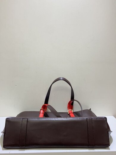 商品画像：レザー割れ有/内側レザー浮き有/トートバッグ/レザー/BRW 4